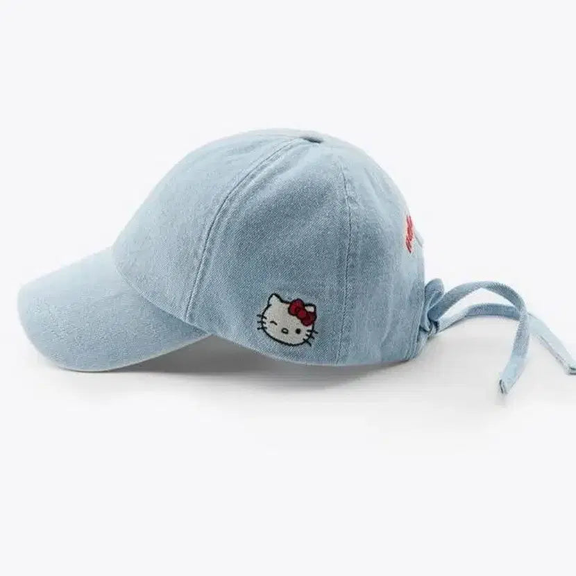[BUNJANG] Hello Kitty Denim Ball Cap Hat / 헬로키티 데님 볼캡 모자 연청색/자라
