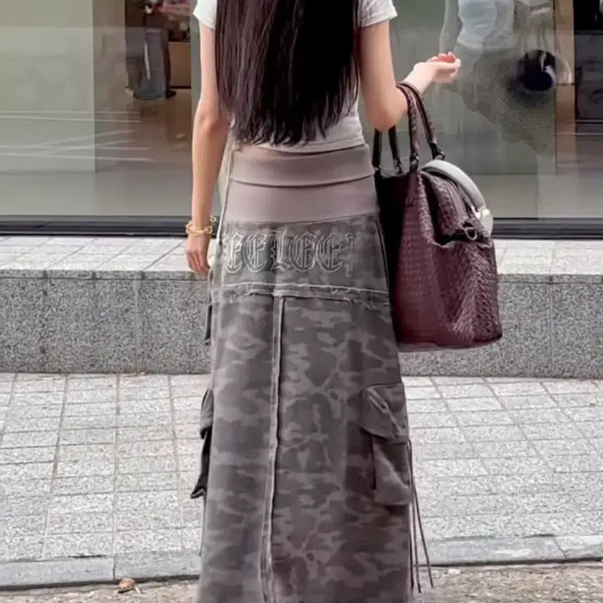 [SOLD OUT] yeel 카고스커트 cargo cubic maxi skirt camo