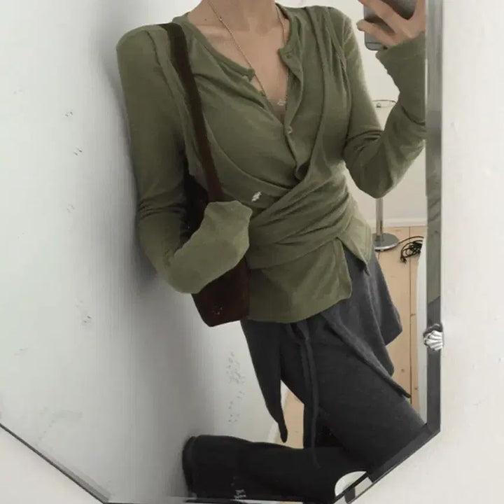 [BUNJANG] Unbranded Charcoal Wrap Skirt Pants / 랩스커트 팬츠 차콜 (새상품)