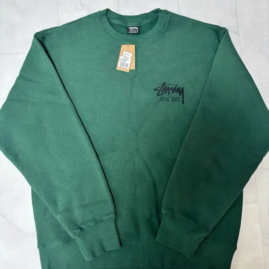 [BUNJANG] Stussy New York Crewneck Sweatshirt Green / 스투시 뉴욕 맨투맨 그린 새상품 L(뉴욕소호구매인증)
