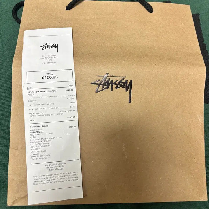 [BUNJANG] Stussy New York Crewneck Sweatshirt Green / 스투시 뉴욕 맨투맨 그린 새상품 L(뉴욕소호구매인증)