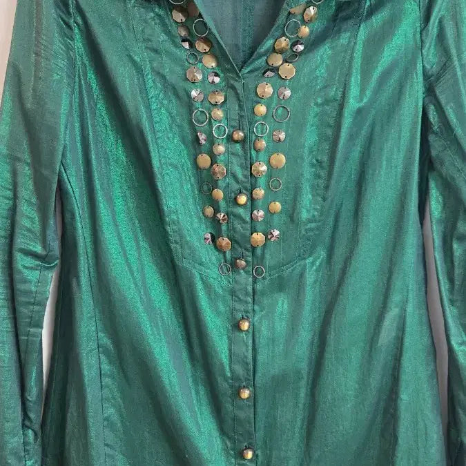 [BUNJANG] X|X Emerald Green Blouse / X|X 에메랄드 그린 셔츠 블라우스