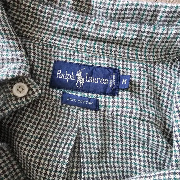 [BUNJANG] Polo Ralph Lauren Vintage Checkered Shirt / US M) 체감XL 105 폴로 랄프로렌 빈티지 셔츠 긴팔 그린 체크