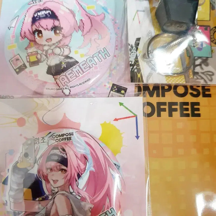 [BUNJANG] Myungjo Compose Ames Keycap Keyring + Badge Bundle Set / 명조 컴포즈 커피 에이메스 키캡키링 + 캔뱃지 SD LD 일괄 판매합니다