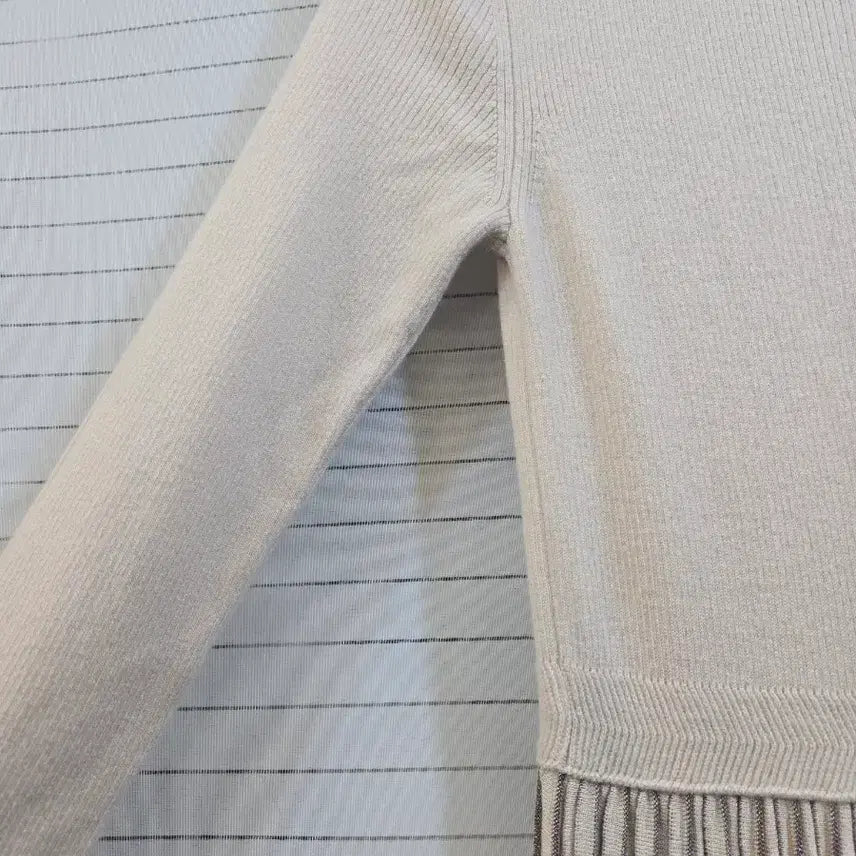 [BUNJANG] Time Knit Pleated Long Dress Beige / 타임 니트 플리츠 롱 원피스 베이지