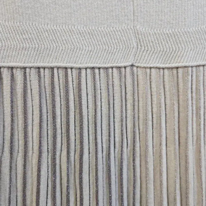 [BUNJANG] Time Knit Pleated Long Dress Beige / 타임 니트 플리츠 롱 원피스 베이지