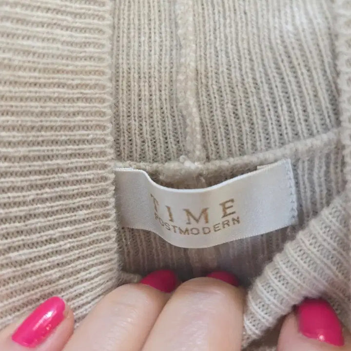 [BUNJANG] Time Knit Pleated Long Dress Beige / 타임 니트 플리츠 롱 원피스 베이지