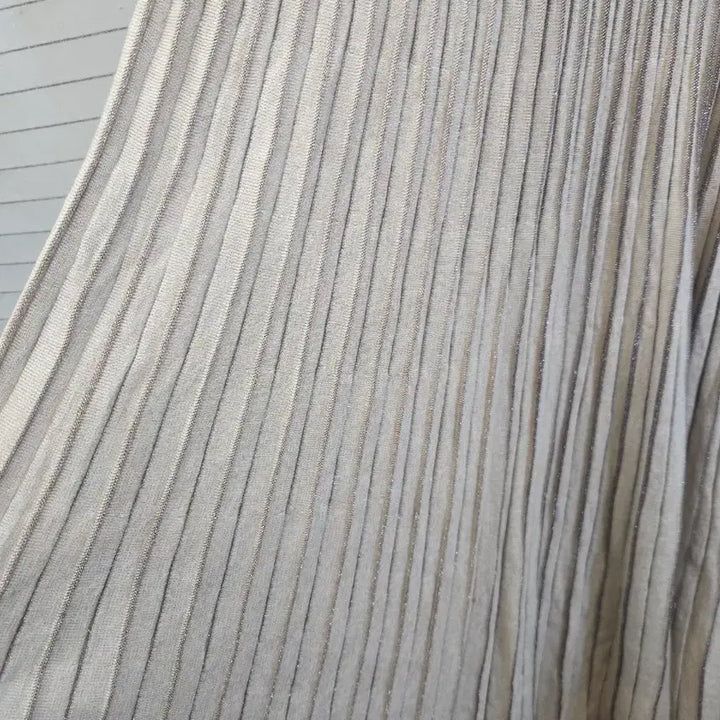 [BUNJANG] Time Knit Pleated Long Dress Beige / 타임 니트 플리츠 롱 원피스 베이지