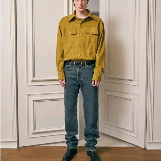[BUNJANG] Partimento Vegan Suede Western Shirt - Olive (L) / 파르티멘토 비건 스웨이드 웨스턴 셔츠- 올리브