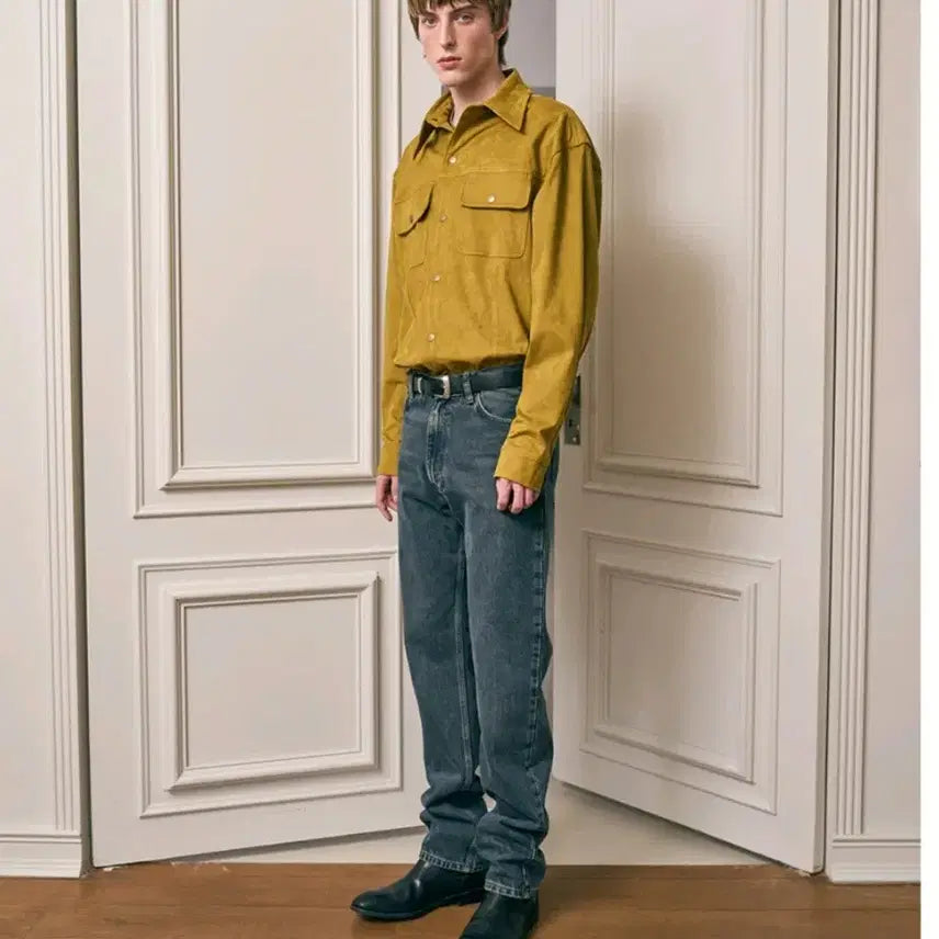 [BUNJANG] Partimento Vegan Suede Western Shirt - Olive (L) / 파르티멘토 비건 스웨이드 웨스턴 셔츠- 올리브