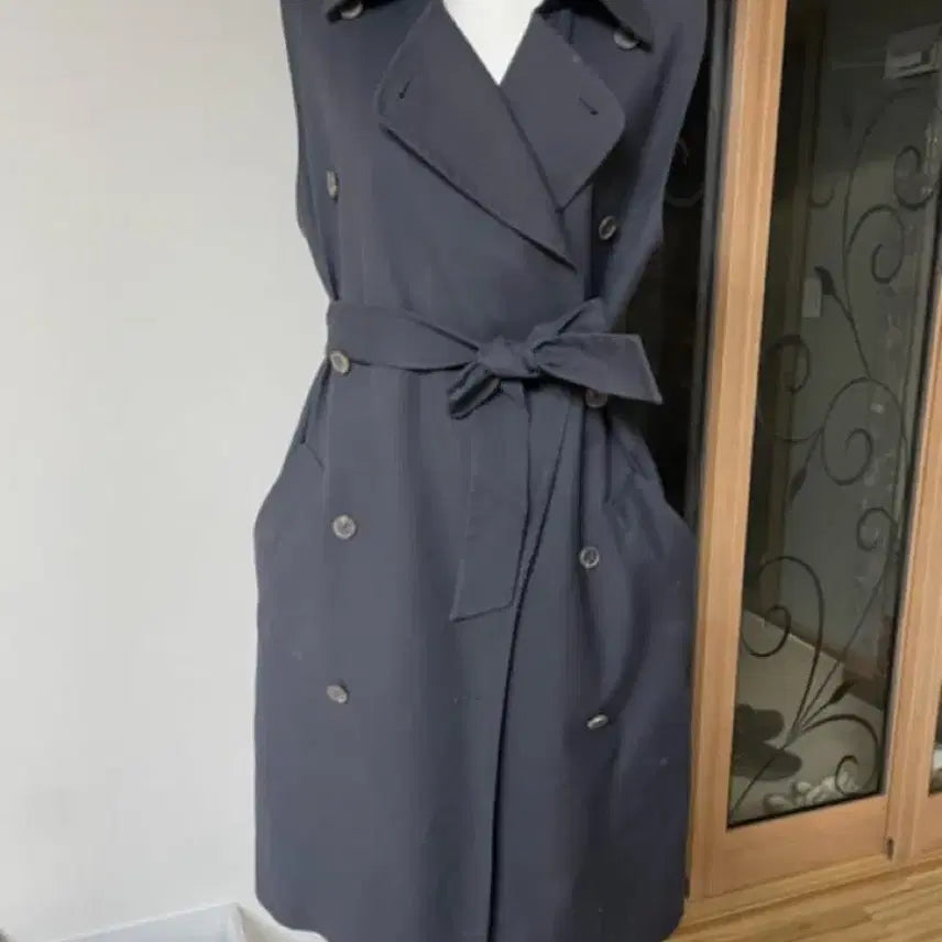 [BUNJANG] Long Navy Trench Vest / 여성 롱 트렌치 조끼 네이비