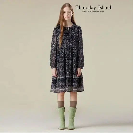 [BUNJANG] Thursday Island Pattern Border Mini Dress / 써스데이아일랜드 패턴보더미니원피스
