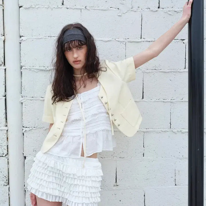 [BUNJANG] Etmont Button Strap Tweed Jacket / 에트몽 Button Strap Tweed Jacket