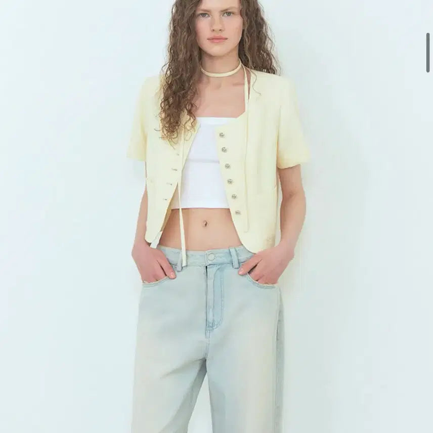 [BUNJANG] Etmont Button Strap Tweed Jacket / 에트몽 Button Strap Tweed Jacket