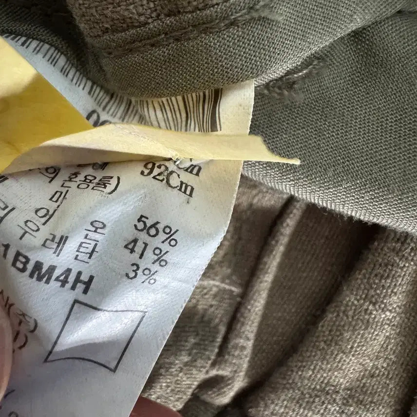 [BUNJANG] Beaker Linen Blend Wide Pants / 정품 비이커 Beaker 린넨 혼방 와이드팬츠 카키 30.7인치