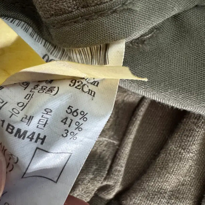 [BUNJANG] Beaker Linen Blend Wide Pants / 정품 비이커 Beaker 린넨 혼방 와이드팬츠 카키 30.7인치