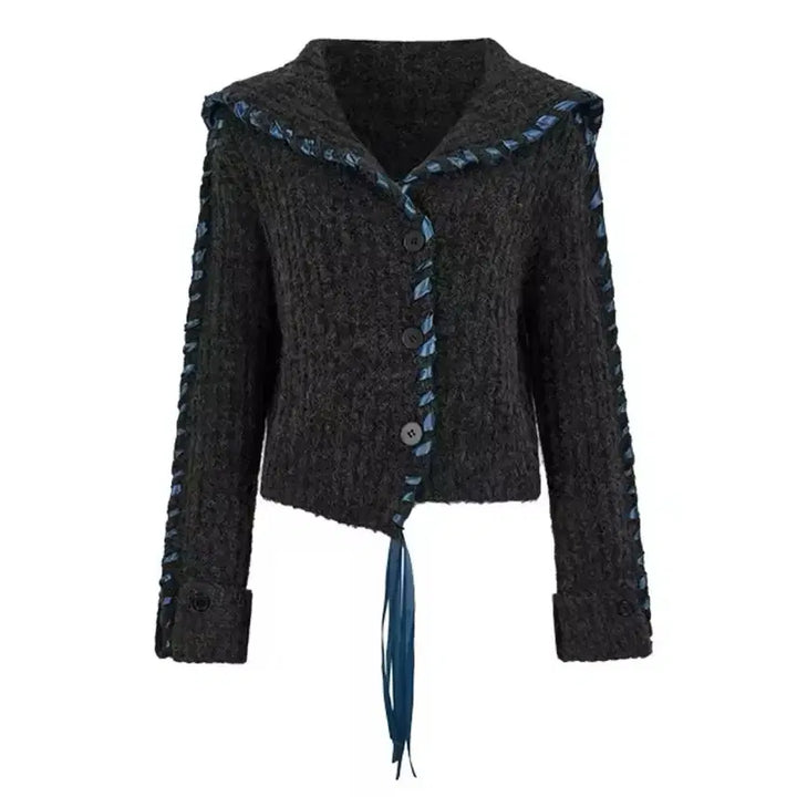 [BUNJANG] Sailor Collar Cardigan Charcoal / 차콜 세일러카라 가디건