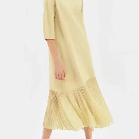 [BUNJANG] System Pleated Yellow Midi Dress / 시스템 플리츠  원피스