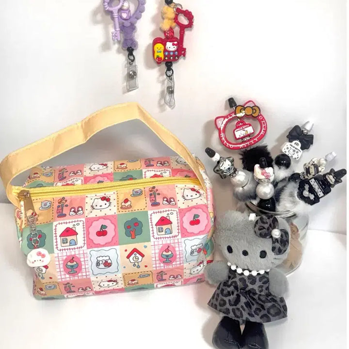 [BUNJANG] Hello Kitty Patchwork Mini Tote Bag Pouch / 키티 미니백 손잡이 파우치 토트백 (새상품)