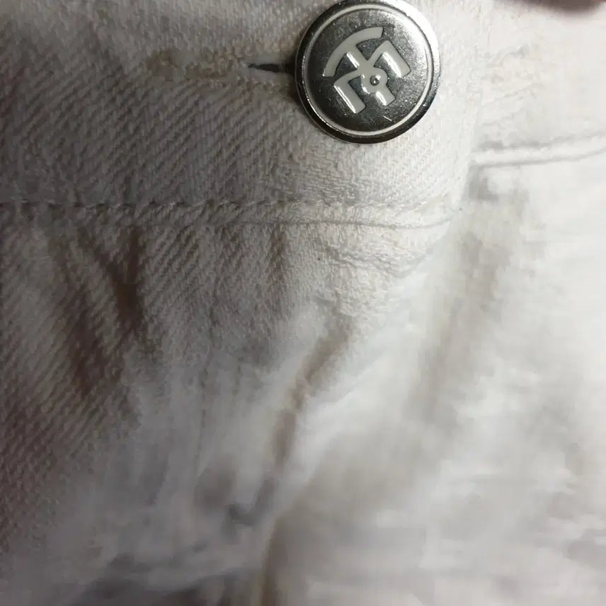 [BUNJANG] Time FAISA Wide Leg Distressed Denim Jeans (29) / (단종) 타임 이태리원사 백로고 레터링 와이드부츠컷 데미지 크림진(29)