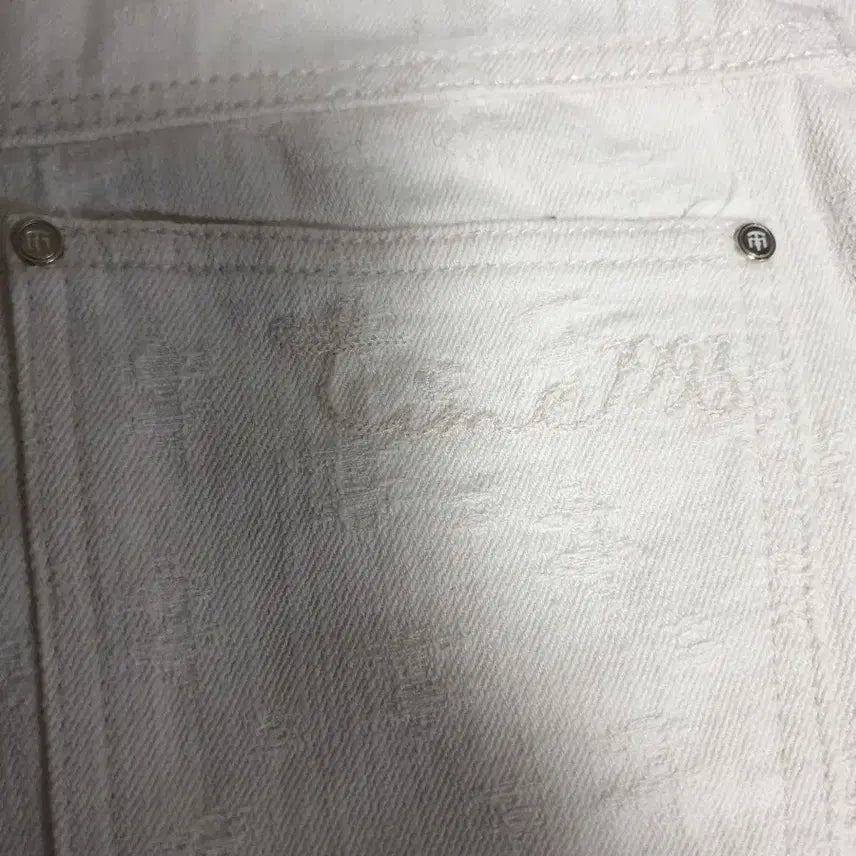 [BUNJANG] Time FAISA Wide Leg Distressed Denim Jeans (29) / (이태리) 타임 FAISA원사 백로고 레터링 와이드 데미지 데님진(29)