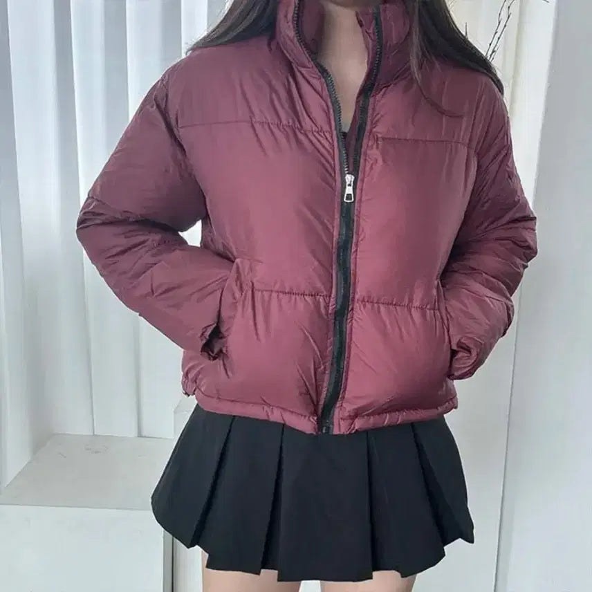[BUNJANG] Short Burgundy Padded Jacket / 버건디 숏패딩 90