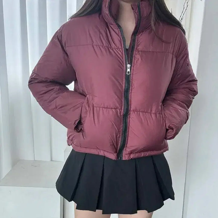 [BUNJANG] Short Burgundy Padded Jacket / 버건디 숏패딩 90