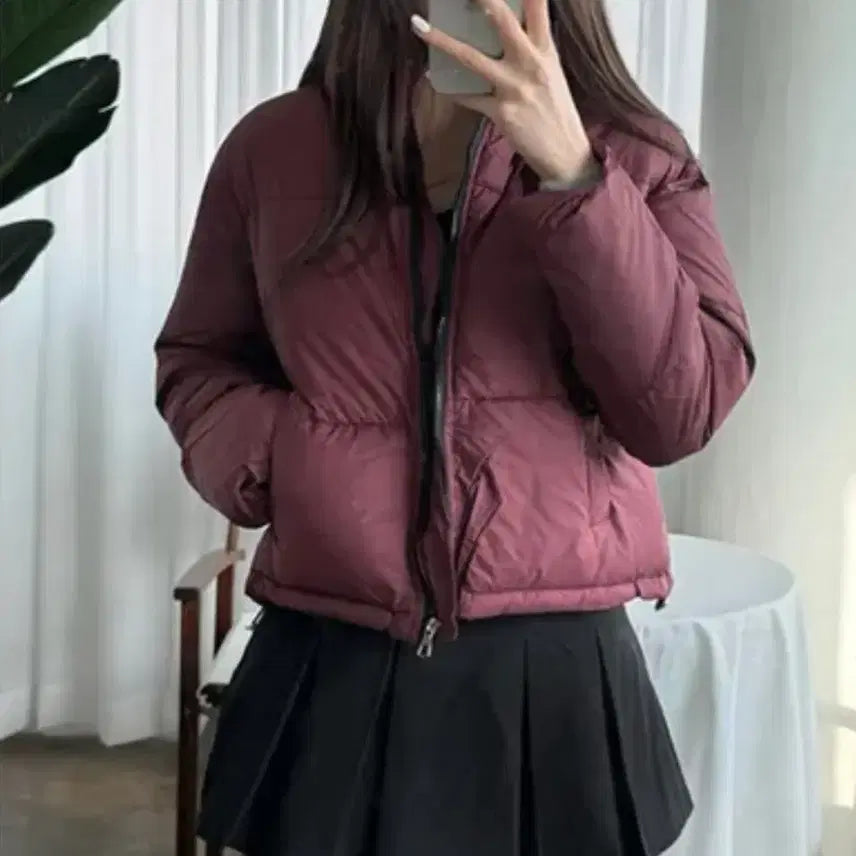 [BUNJANG] Short Burgundy Padded Jacket / 버건디 숏패딩 90