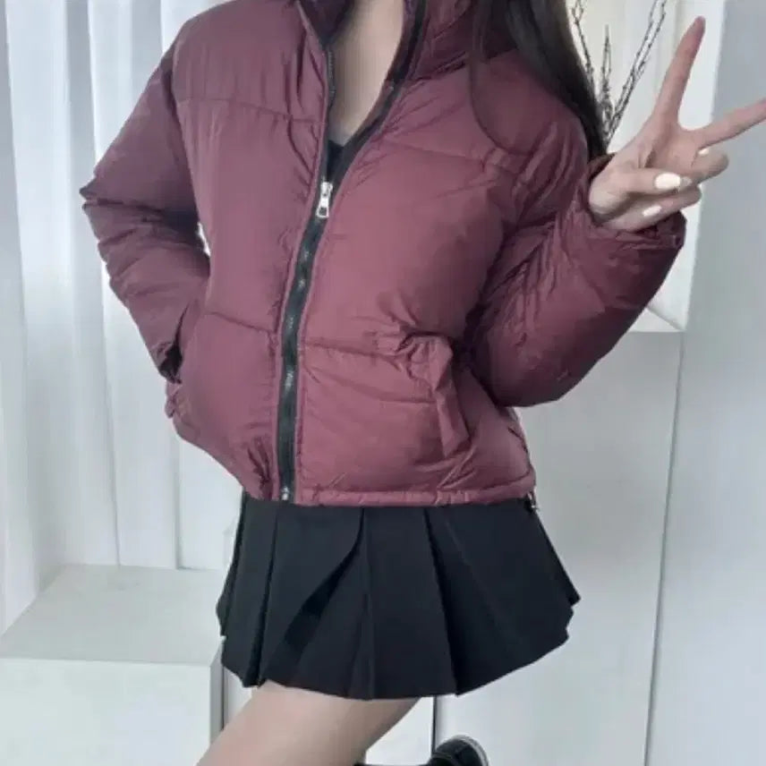 [BUNJANG] Short Burgundy Padded Jacket / 버건디 숏패딩 90