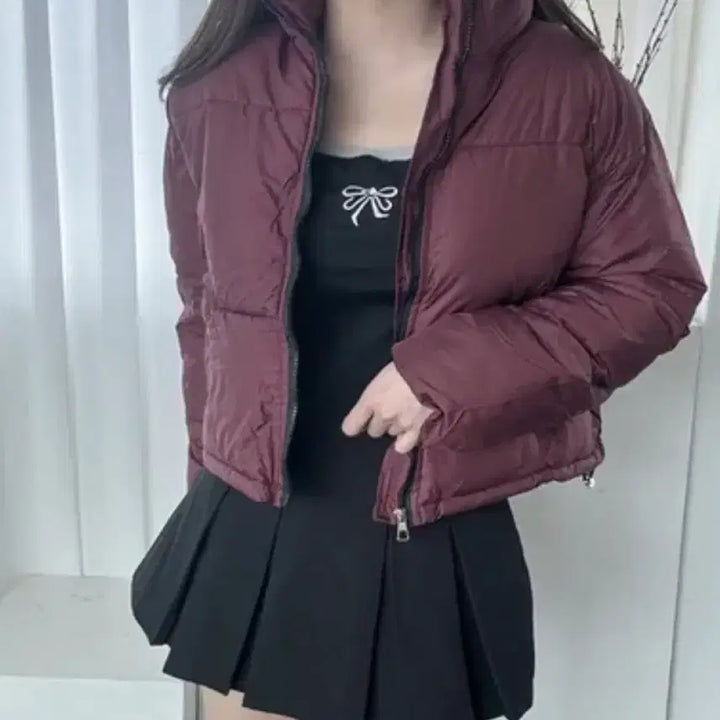 [BUNJANG] Short Burgundy Padded Jacket / 버건디 숏패딩 90