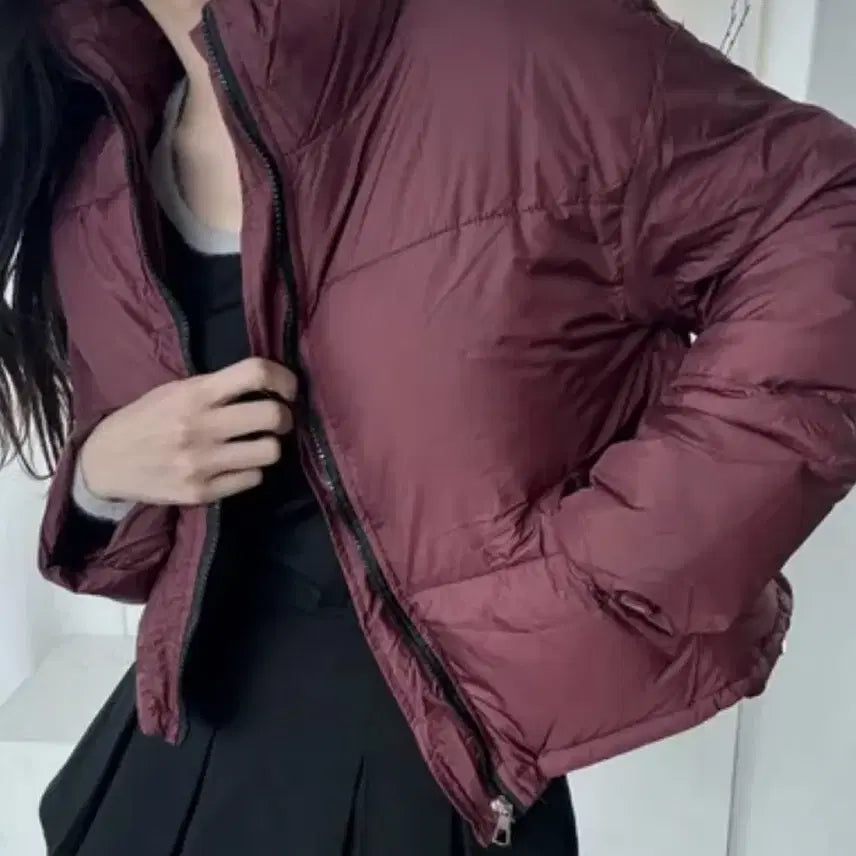 [BUNJANG] Short Burgundy Padded Jacket / 버건디 숏패딩 90