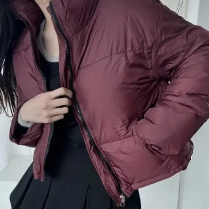 [BUNJANG] Short Burgundy Padded Jacket / 버건디 숏패딩 90