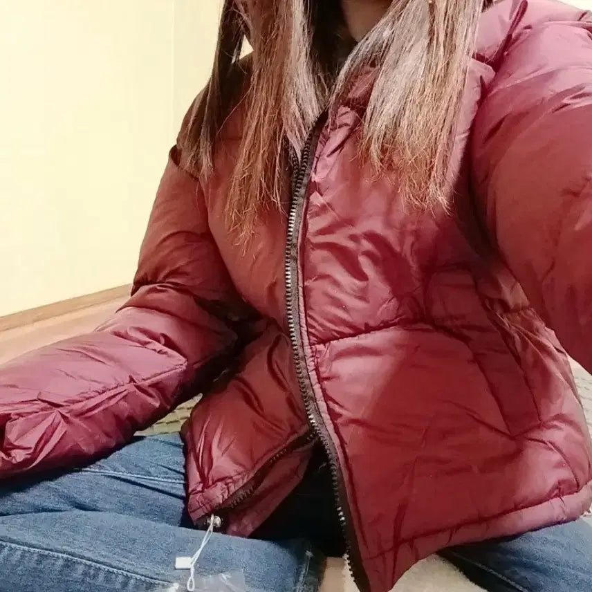 [BUNJANG] Short Burgundy Padded Jacket / 버건디 숏패딩 90