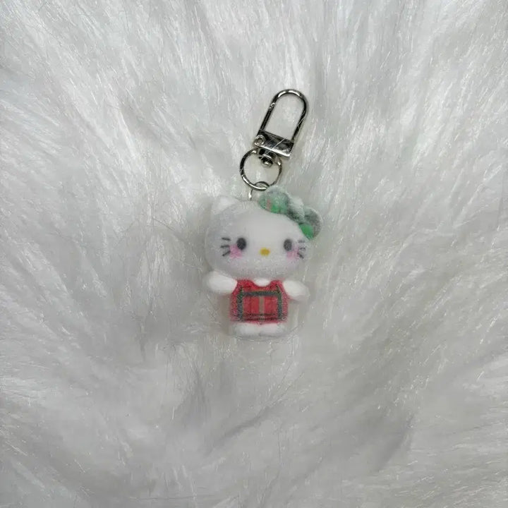 [BUNJANG] Red Kitty Flocking Fur Figure Keyring / 레드 키티 후로킹 털 피규어 키링