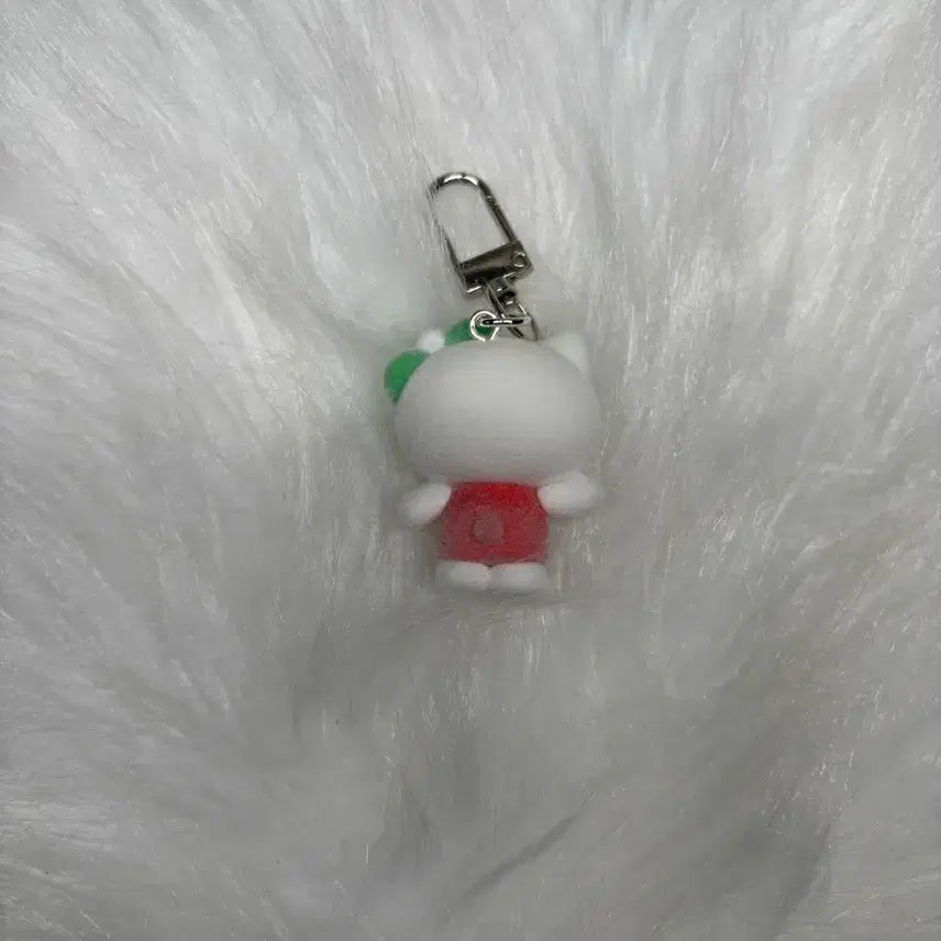 [BUNJANG] Red Kitty Flocking Fur Figure Keyring / 레드 키티 후로킹 털 피규어 키링