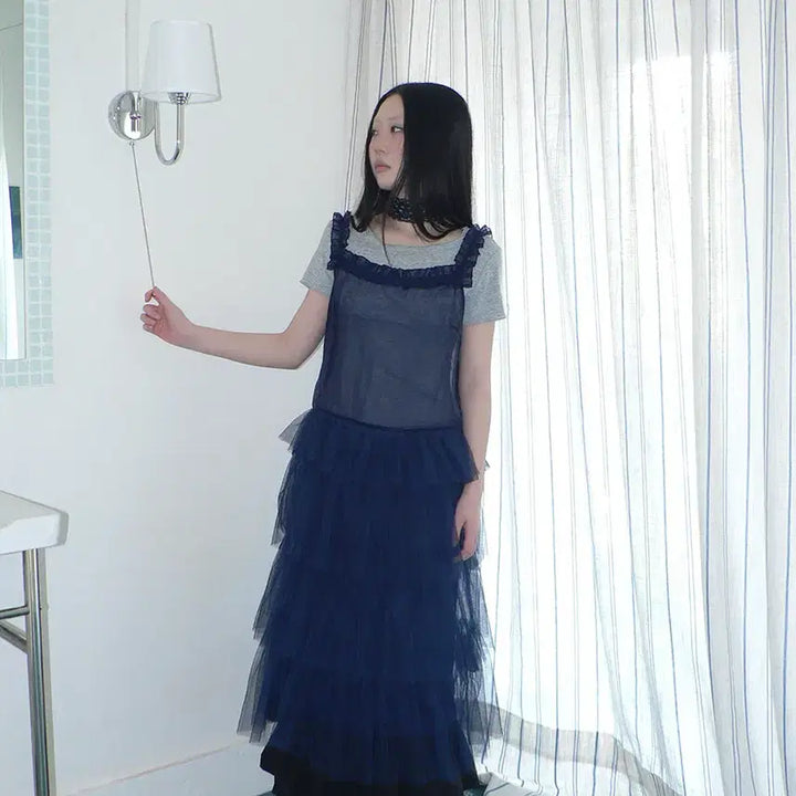 [BUNJANG] ang:project Vintage Layered Sheer Mesh Camisole Dress / ang:project 빈티지 레이어드 시스루 메시 캐미솔 드레스
