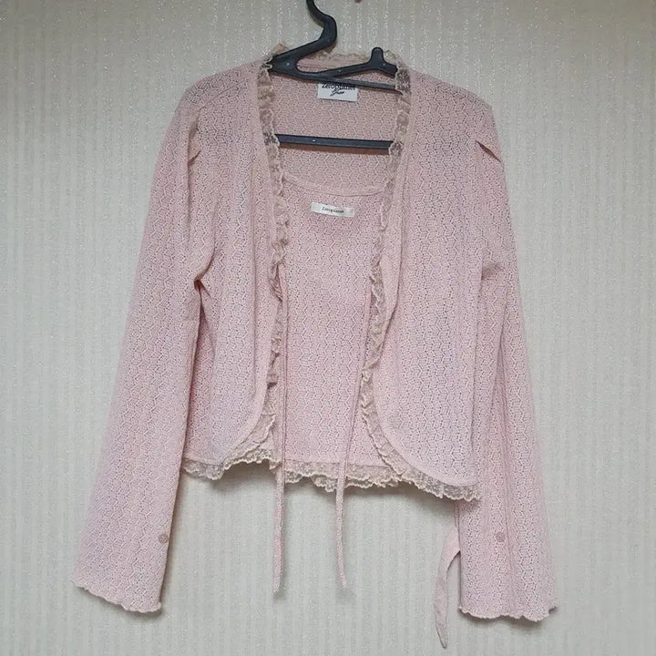 [BUNJANG] Zero Street Dorothy Cardigan Set - Pink / 제로스트릿 도로시 가디건 세트 Pink