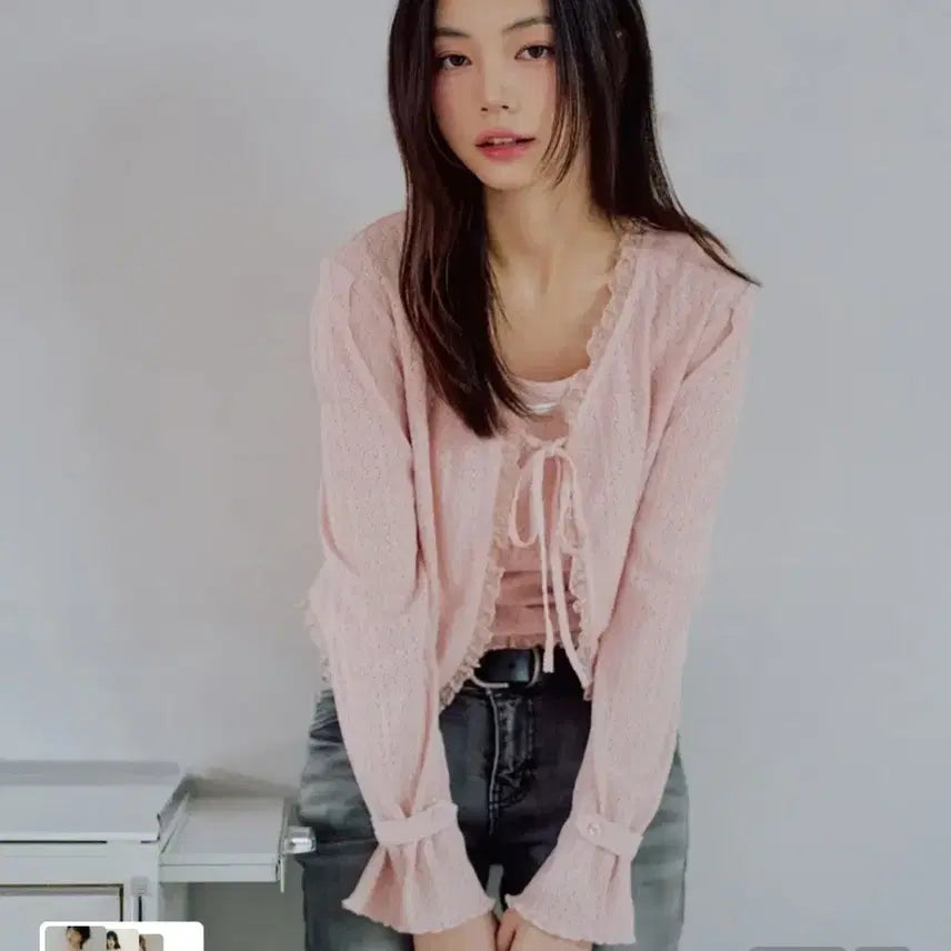 [BUNJANG] Zero Street Dorothy Cardigan Set - Pink / 제로스트릿 도로시 가디건 세트 Pink