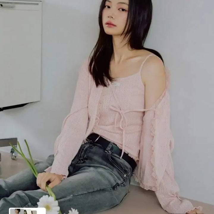 [BUNJANG] Zero Street Dorothy Cardigan Set - Pink / 제로스트릿 도로시 가디건 세트 Pink