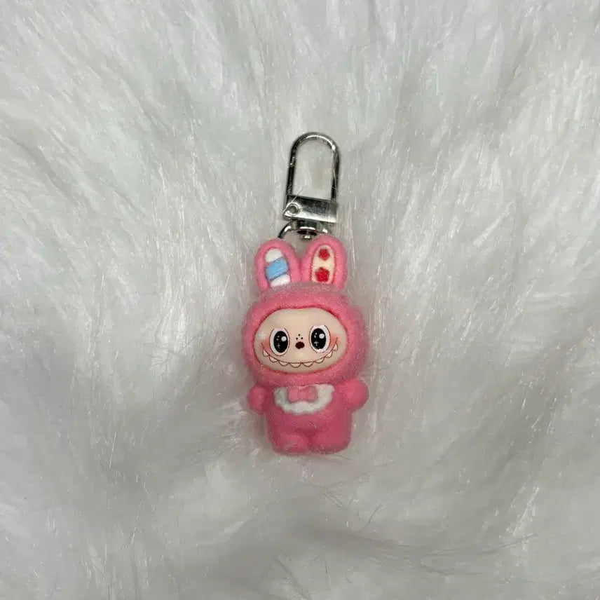 [SOLD OUT] 찐핑크 라부부 털 후로킹 피규어 키링