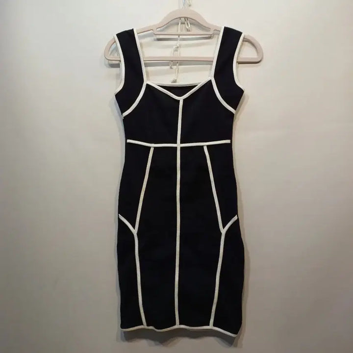 [BUNJANG] Black and White Slim Fit Dress / 블랙 화이트 배색 슬림핏 원피스80사이즈 봄가을   62200