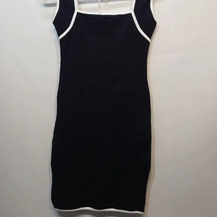 [BUNJANG] Black and White Slim Fit Dress / 블랙 화이트 배색 슬림핏 원피스80사이즈 봄가을   62200