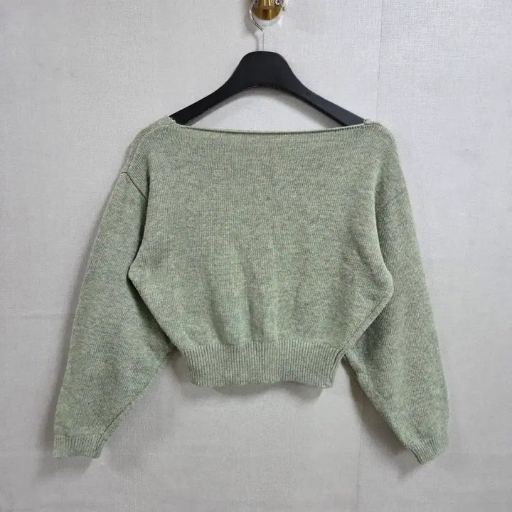 [BUNJANG] V-neck Crop Pea Knit Top / 여성 V넥 크롭 완두콩 니트 F