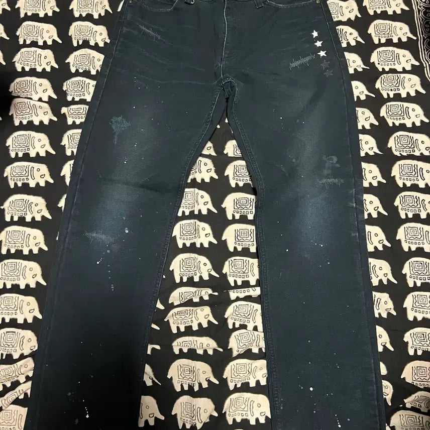 パンツ carhartt x uniform experiment fragment CARHARTT X UNIFORM EXPERIMENT NAVY DAMAGED BRONCO PANT 32 W 32 L