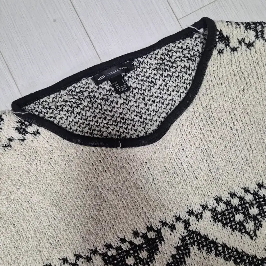 [BUNJANG] Mango Ivory Pattern Knit Sweater / 망고 아이보리 패턴 니트