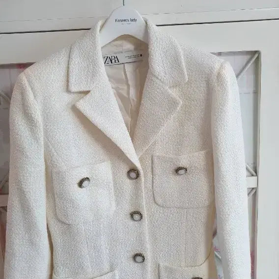 [BUNJANG] ZARA Tweed Jacket - Ivory - 55 / 자라 트위드자켓/55