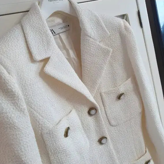 [BUNJANG] ZARA Tweed Jacket - Ivory - 55 / 자라 트위드자켓/55