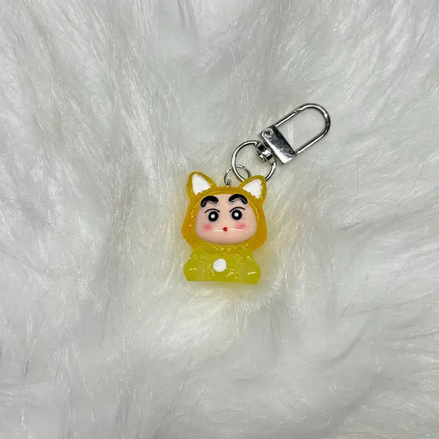 [BUNJANG] Yellow Cat Shin Chan Mini Keychain / 노랑 고양이 야광 짱구 미니 키링