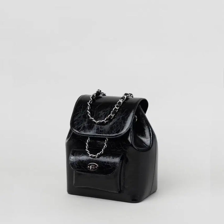 [BUNJANG] Asovio Black Chain Backpack / [새상품] 원가 35만원 아소뷔오 블랙 체인 백팩 가방