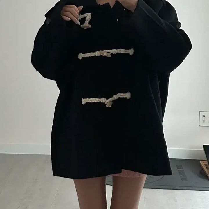 [BUNJANG] Tomboy Duffle Coat Black / 톰보이 떡볶이코트 블랙